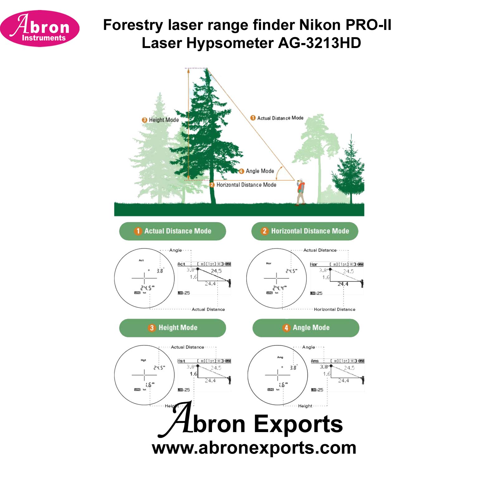 Forestry Laser Range Finder Nikon PRO-II Laser Hypsometer AG-3213HD 